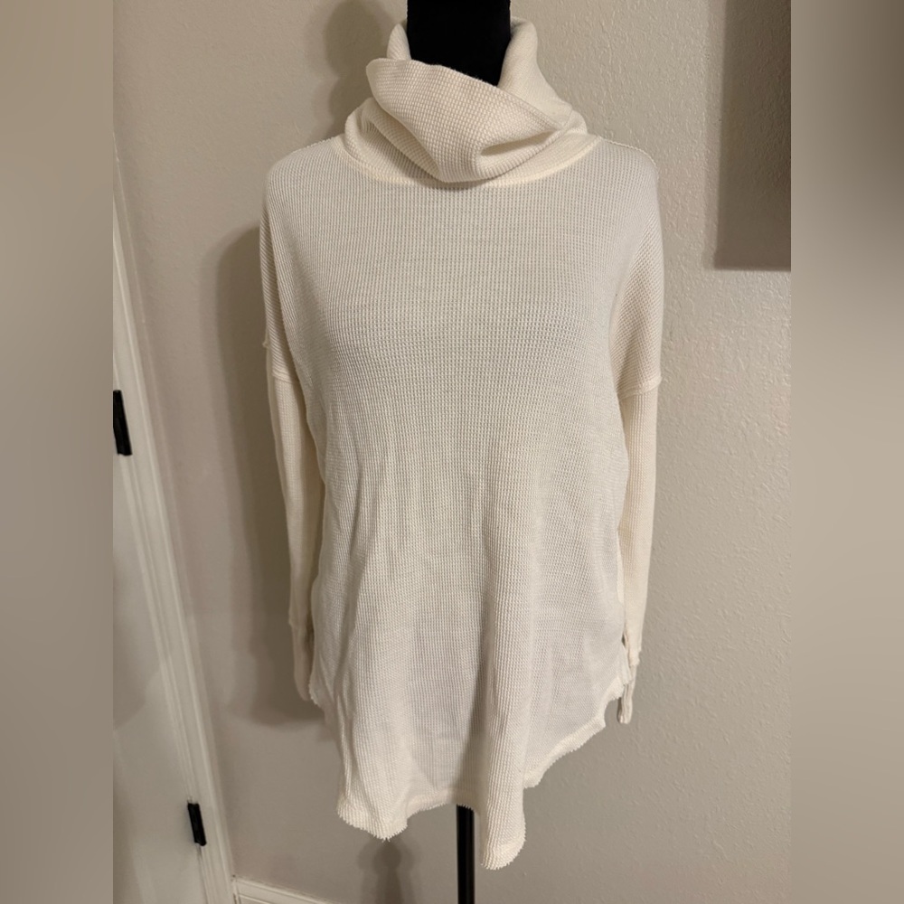 Anthropologie Cream Cowl-Neck Knit Sweater